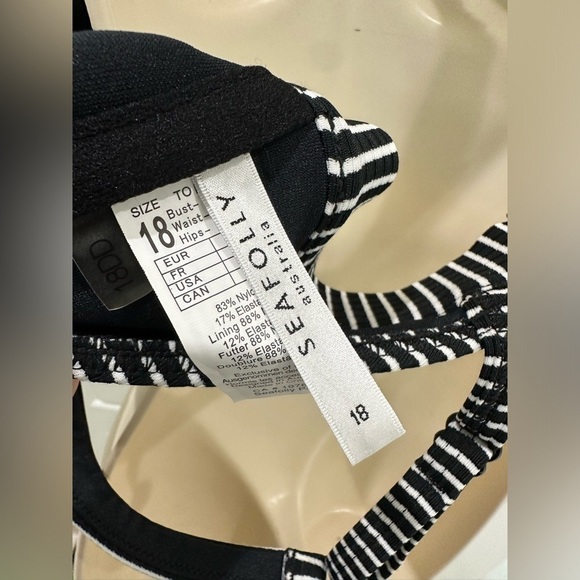 Seafolly PLUS SIZE Women's Dd Bra Bikini Top ONLY Swimsuit in Go Overboard Black - Picture 7 of 10